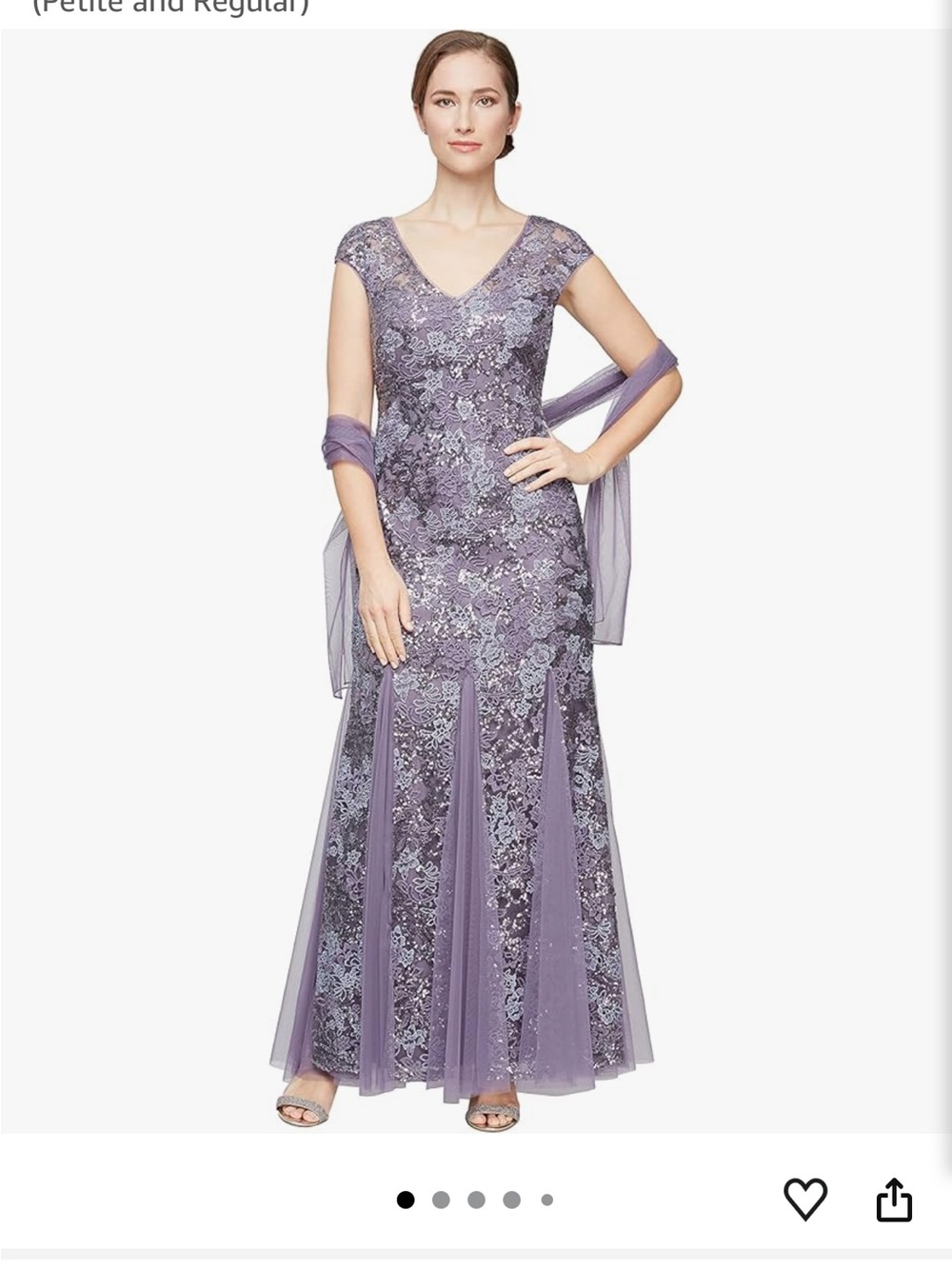 Alex Evenings Lavender Purple Sequin & Tulle Maxi Gown